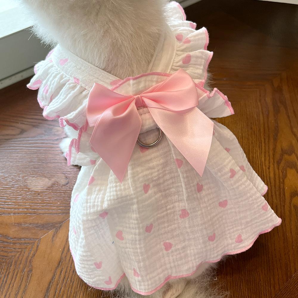 Pet Dresses Sub-Supplies Clothes Spring Summer Dog Cat Teddy Bigbear Pomeranian Love Dog Clothing Cat Clothing
