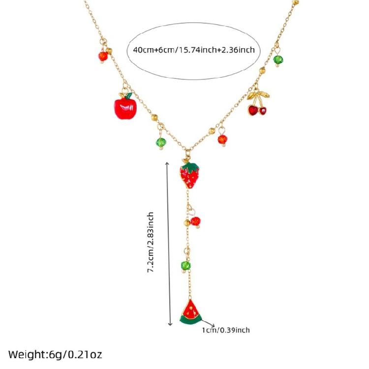 Creatieve Druppelhanger Ketting Watermeloen Aardbei Fruit Ontwerp Roestvrij Staal Sleutelbeen Ketting Nek Sieraden