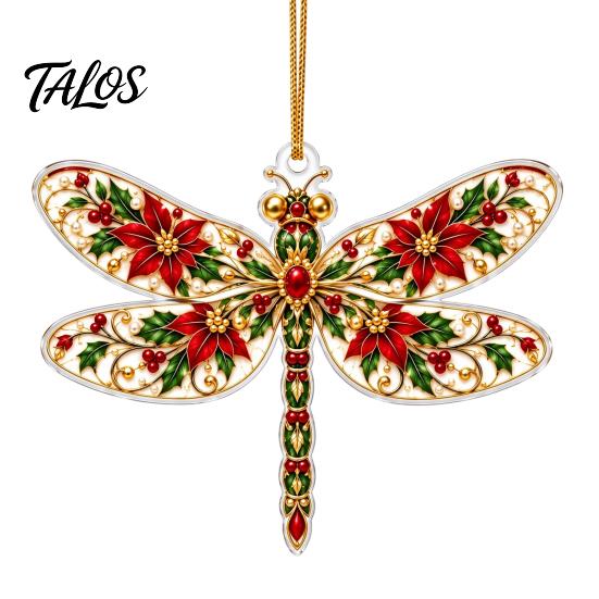 Clear Acrylic Gift Tags Dragonfly Hanging Ornament, Seasonal Decorative Pendant with Lanyard, Lightweight Sign HD Printing for Christmas Tree