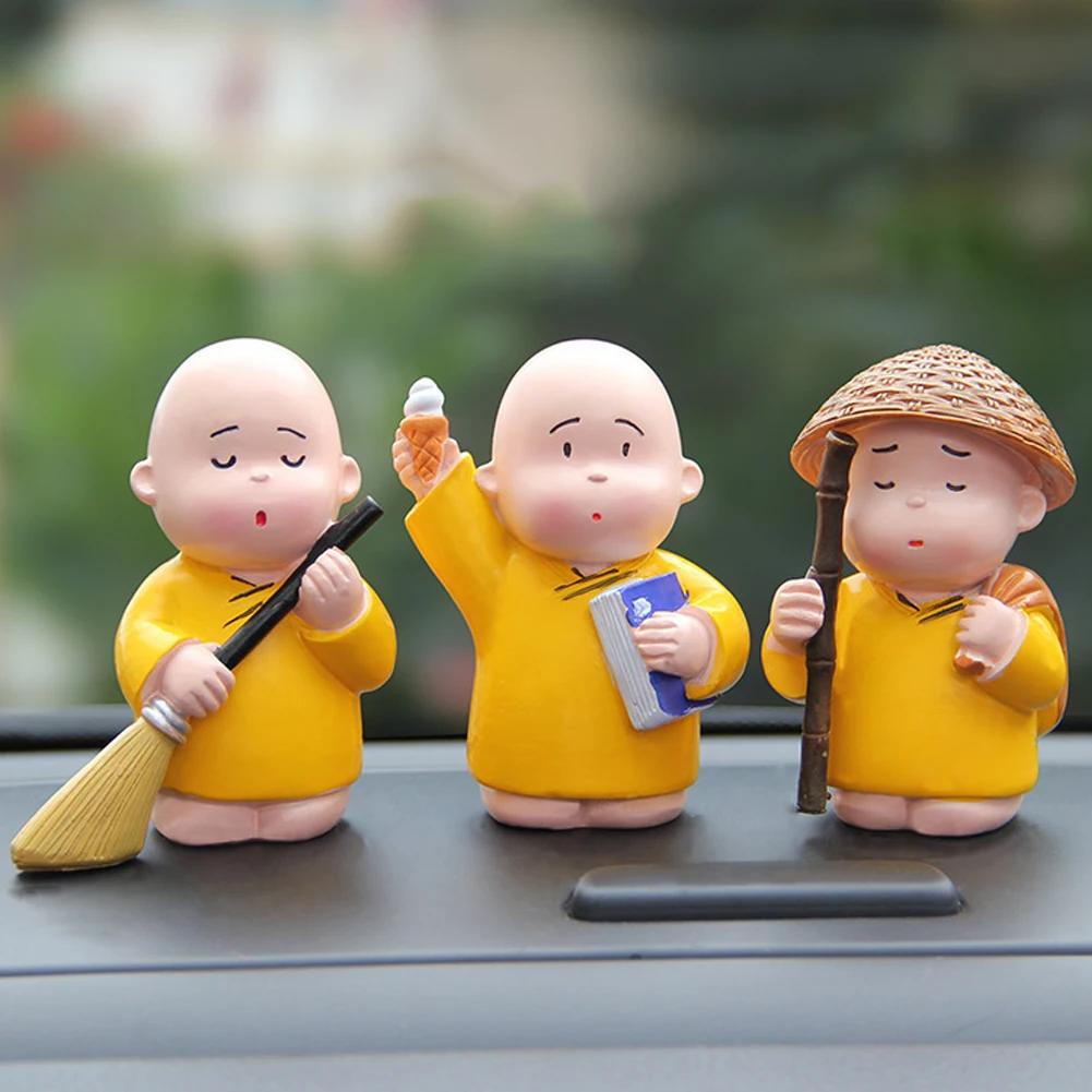 Car Buddhist Small Monk Statues Resin Buddha Figurine Sculpture Handmade Miniatures Room Crafts Gifts Home Office Decoration