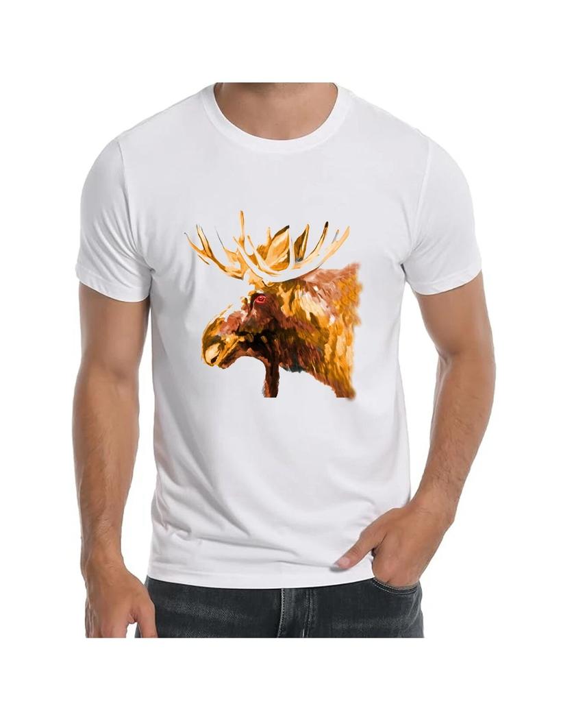 Montana Moose Head Art Painting T-Shirt for Men Apparel Short Sleeve Clothing