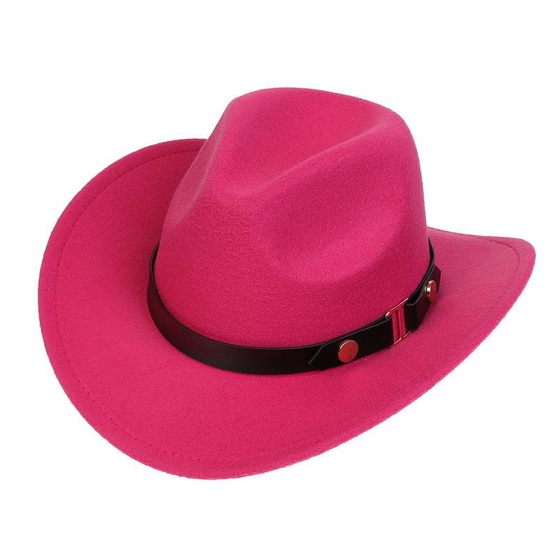Western Cowboy Top Hat Spring And Autumn New Jazz Hat Big Brim Pentagram Belt Accessories Felt Hat Men And Women