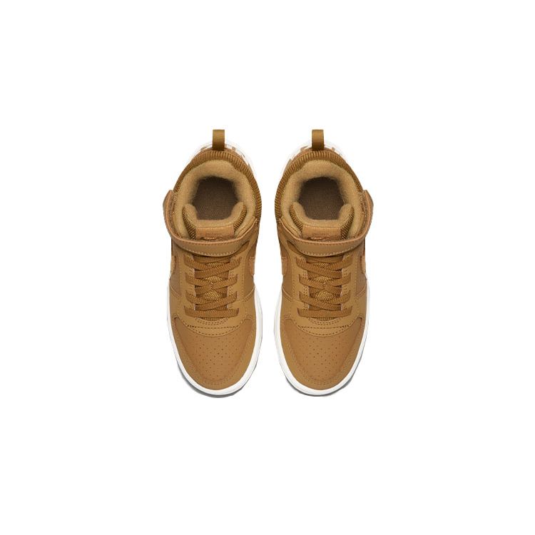 Nike Baskets Montantes Court Borough PS Blé Enfants Beige Sommet Blanc Noir 870026-701