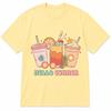 Hello Summer Drinks Graphic Tee, Retro Pastel Beach Vacation Shirt
