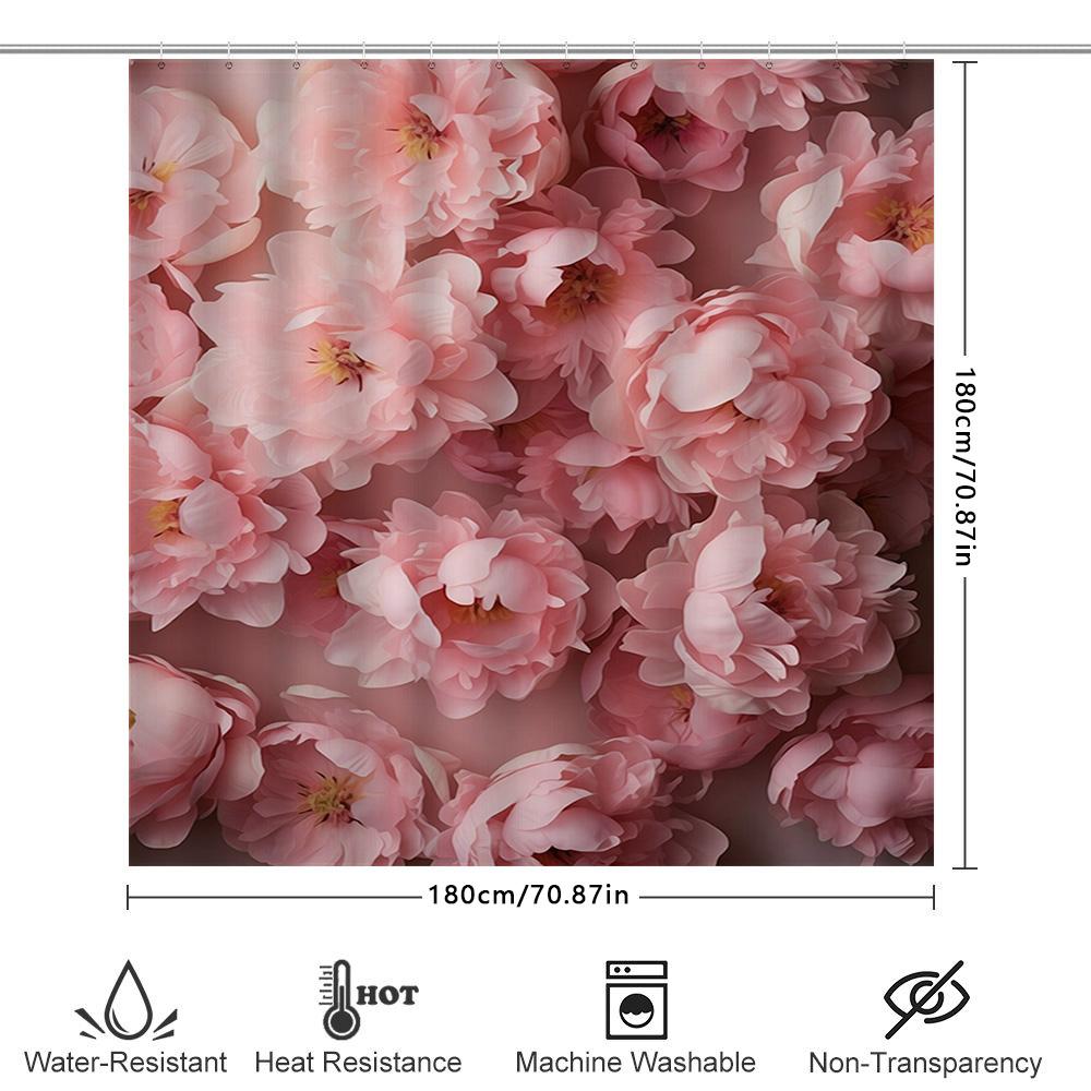 Pink Peony Bath Shower Curtain Home Decor Bathroom Accessories for Women's Bathtub Decoration Pink Flower Shower Curtains with