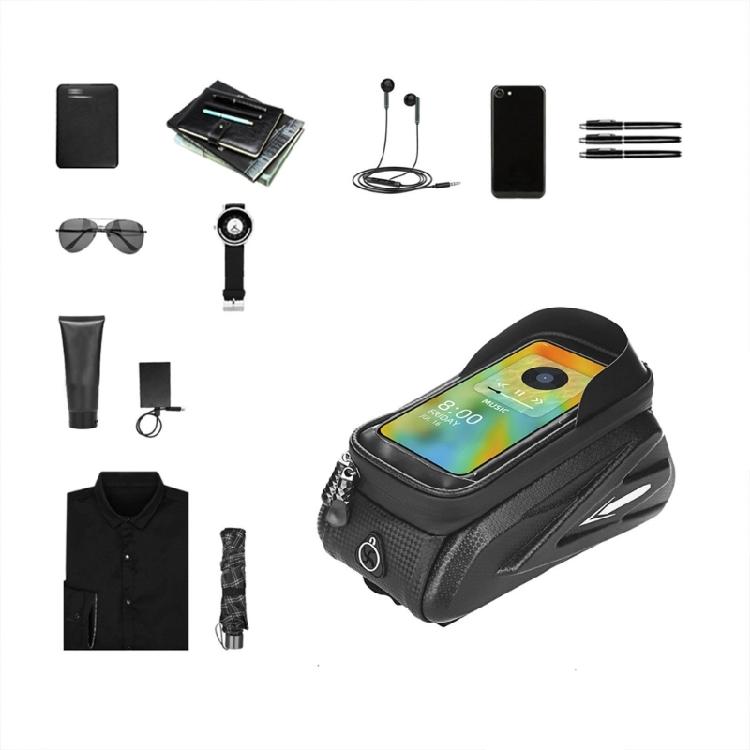Large Capacity Watertight Bicycles Front Top Tube Pouches Panniers Phone Mount Holder Handlebars Bag with Touch Screens
