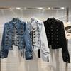 DRIPX Autumn New Fashion Metal Buckle Design Shoulder Strap Denim Short Jacket For Women High Street Coat Female