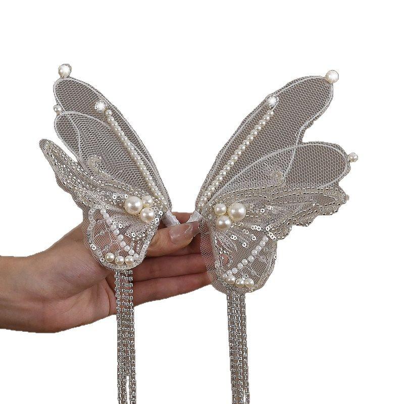 Li Yitong Style Pearl & Butterfly Fairy Wedding Hair Clip