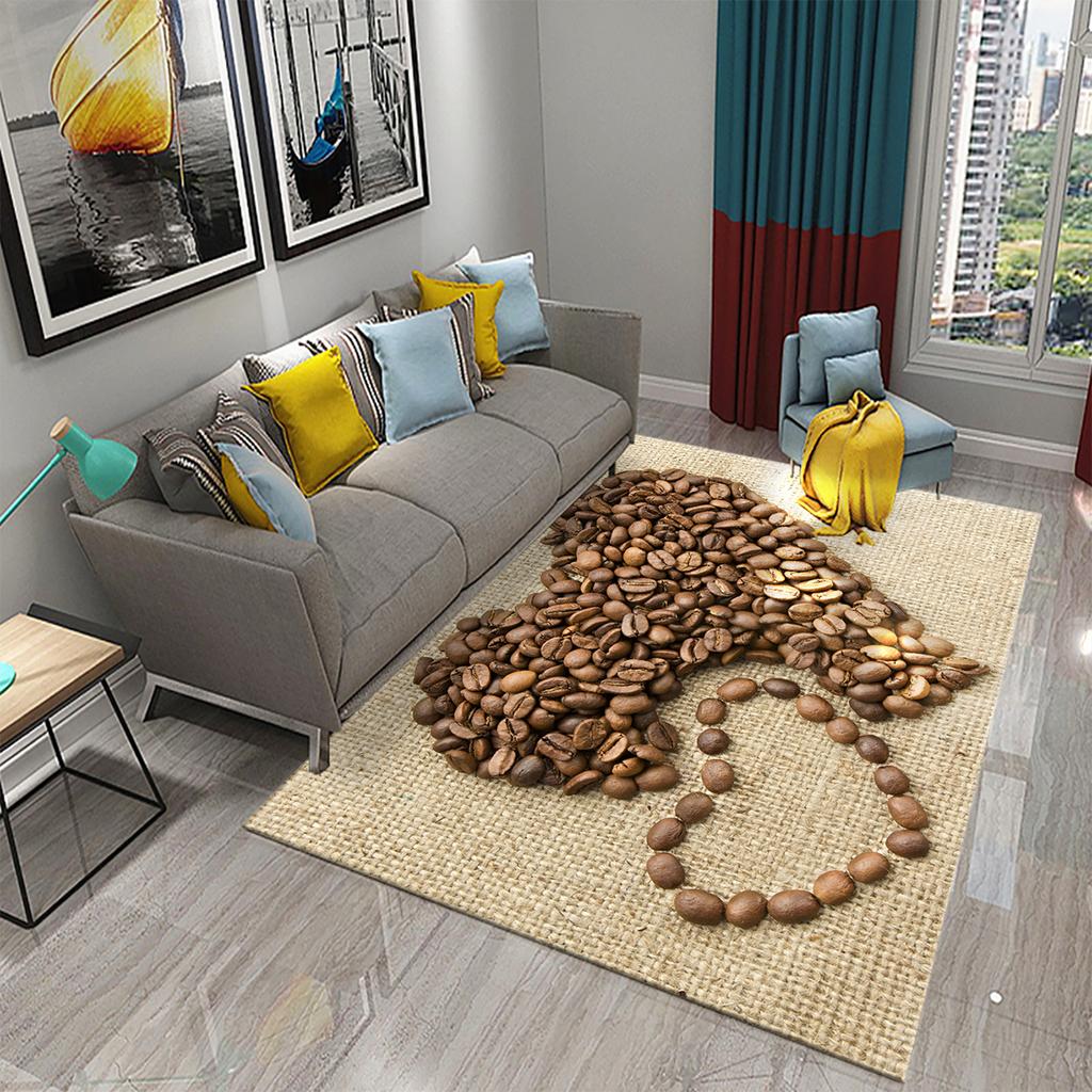 3D Print Coffee Breakfast Theme Carpet Creative Carpet Rug Living Room Bedroom Decor Kitchen Bathroom Non Slip Floor Mat Gifts