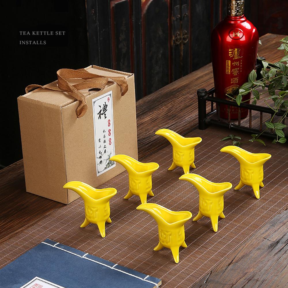 6pcs/set, Antique Ceramic Imperial Wine Cup, Chinese Style Liquor Glass, Gift Box Packaging Celadon Wine Cup, Ceramic Wine Set