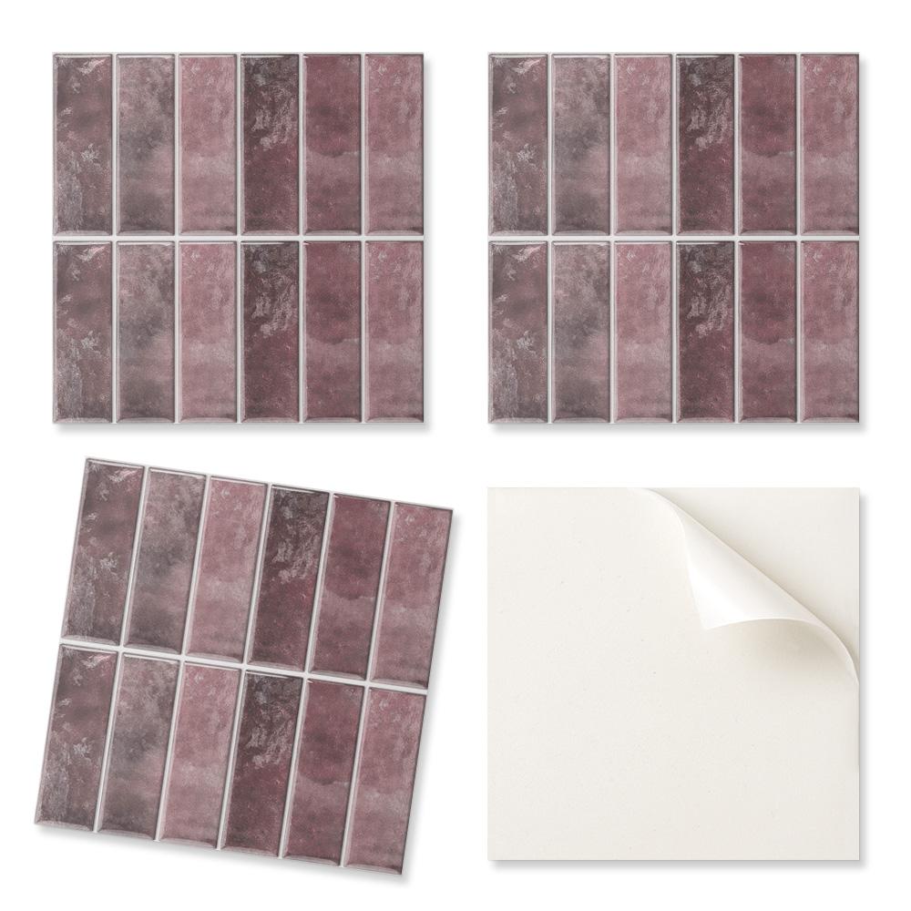 Vinyl Tile Set Easy Installation Vertical Mosaic Stripes 9x30x30 cm