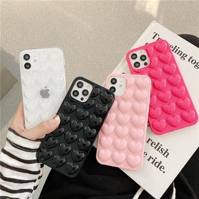 Roztomilé 3D pouzdro ve tvaru srdce pro iPhone 17 Air 14 13 12 11 15 Pro Max 16 Plus Kreslený zadní kryt v barvě bonbónů pro pouzdra 12 13 Mini