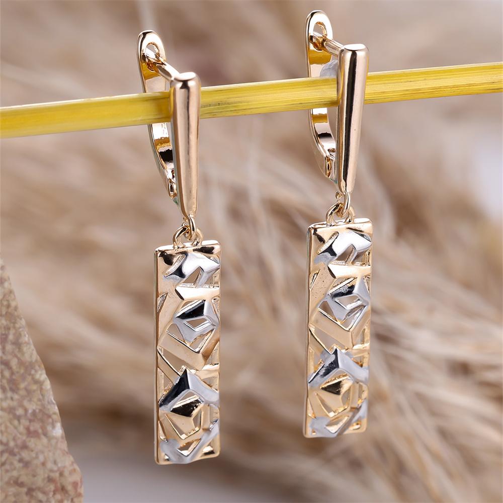 

Vintage Hollow Geometric Hoop Earrings For Women Fashion Gold Silver Color Wedding Tone Earring Party Gifts