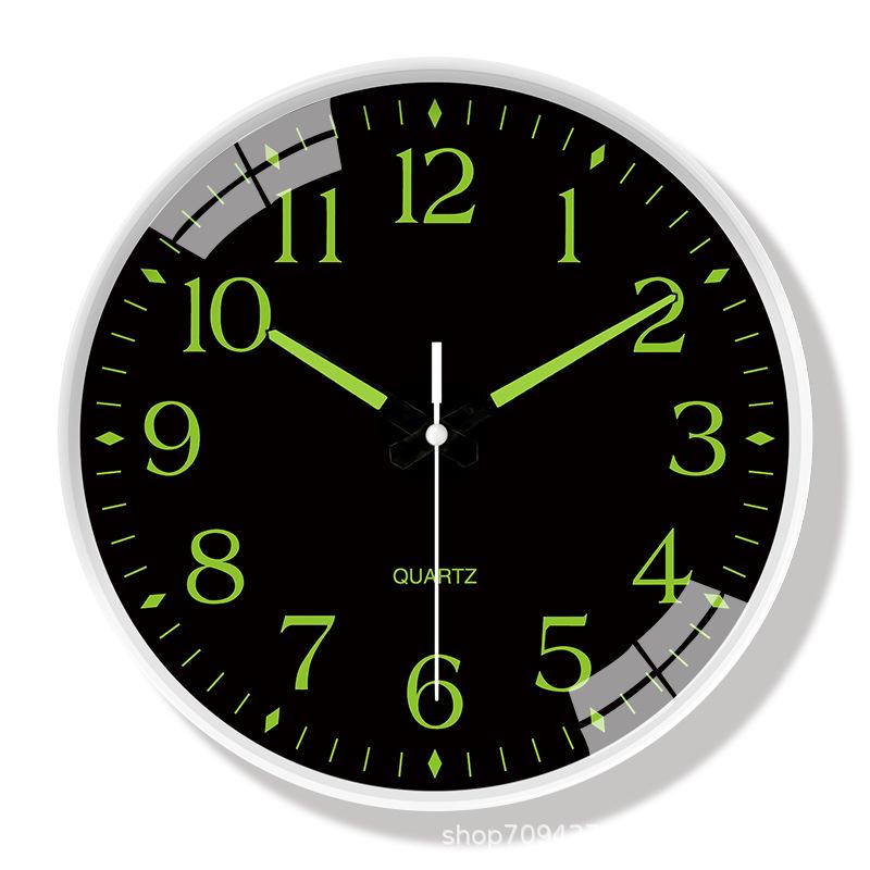 12-Inch Silent Luminous Wall Clock - Creative Fluorescent Bedroom Décor