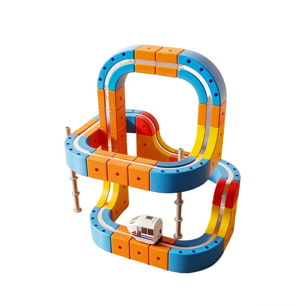 Magnetic Changeable Electric Train, High Speed Rail Magnetic Attraction Three Dimensional Track, Children's Educational DIY Building Block Track Car