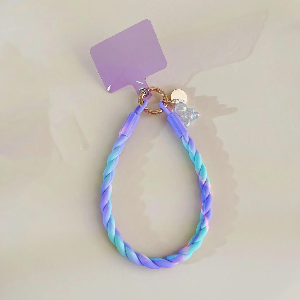Macaron Color Silicone Lanyard Mobile Phone Rope Lanyard Luminous Bear Split Mobile Phone Chain Wrist Rope Anti-lost