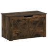 100L Home Storage Box, with Safety Hinge - Rustic Brown Wood-Effect