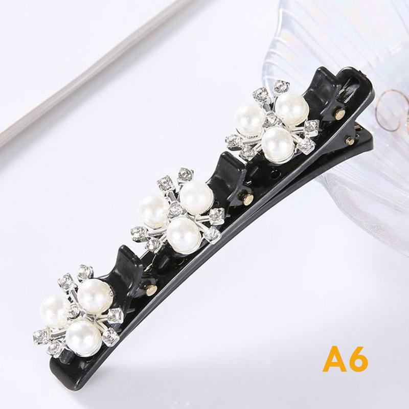 Sparkling Crystal Stone Braided Hair Clips Double Bangs Braided Barrettes Hairpins Women Girls Headwear Hair Styling Accessories