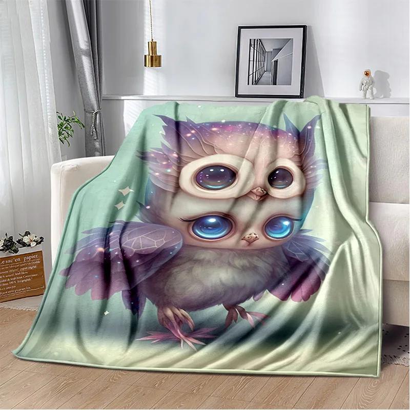 HD Colourful Cute Owl Cartoon Blanket,Soft Throw Blanket for Home Bedroom Bed Sofa Picnic Travel Office Rest Cover Blanket Kids