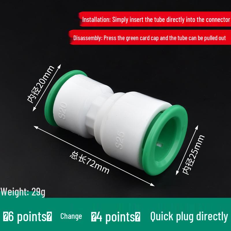 PPR Water Pipe Quick Connector, 4 & 6 Points, No-Melt, Direct Plug-In, 20/25 PE for Cold/Hot Water