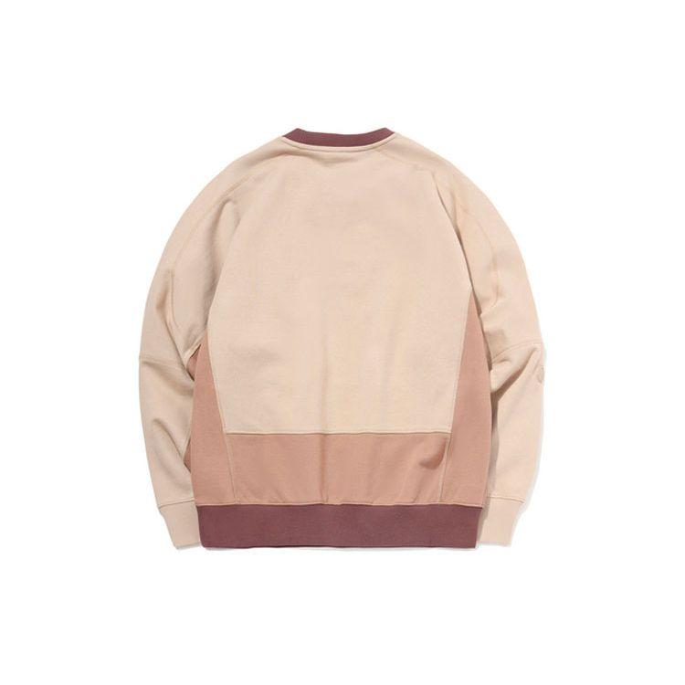 Li Ning Sports Basketball Series Color Block Crew Neck Pullover Long Sleeve Sweatshirt Men Sweatshirt Brown AWDR073-1