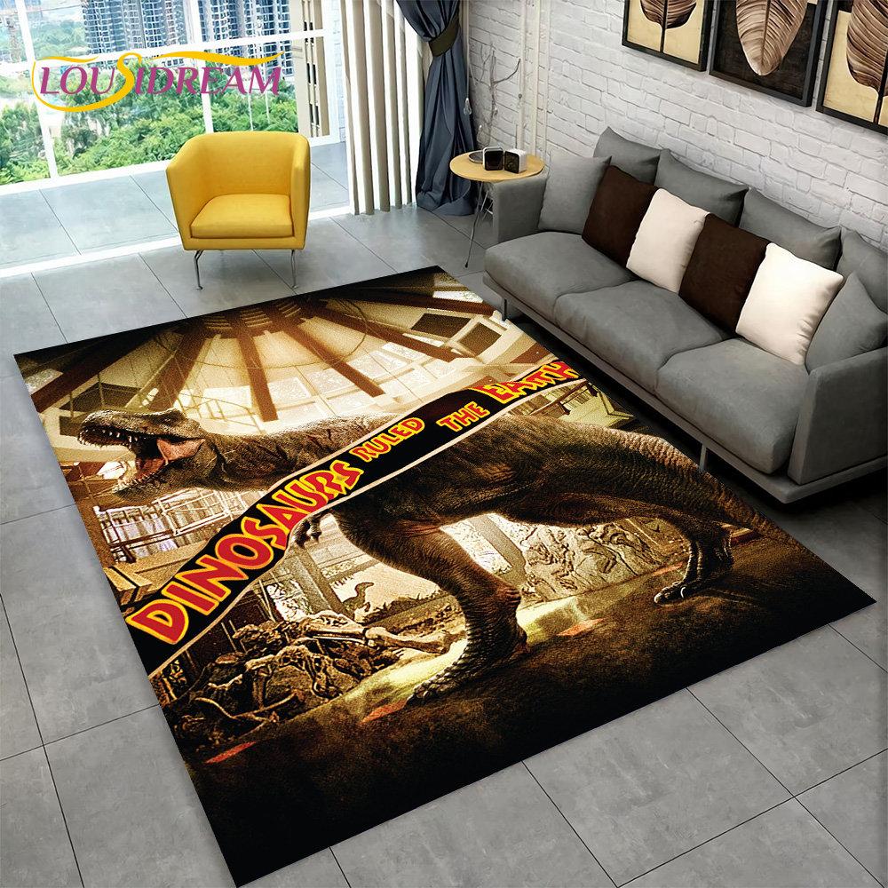 3D Cartoon Jurassic Park Dinosaur Area Rug Large,Carpet Rug for Living Room Bedroom Sofa Doormat Decor,Child Non-slip Floor Mat