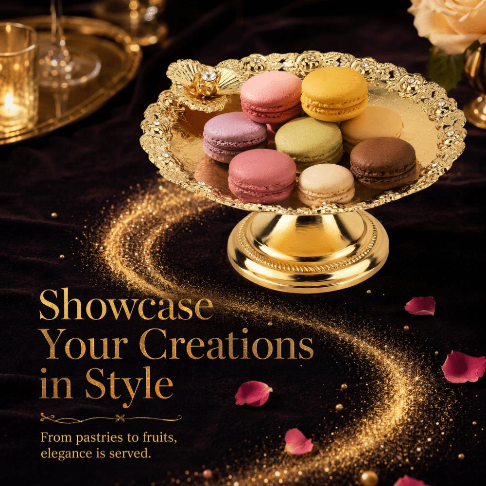 Gold Cake Display Stand Iron Alloy Cake Plate Cupcake Stands Cake Stand Kitchen Counter