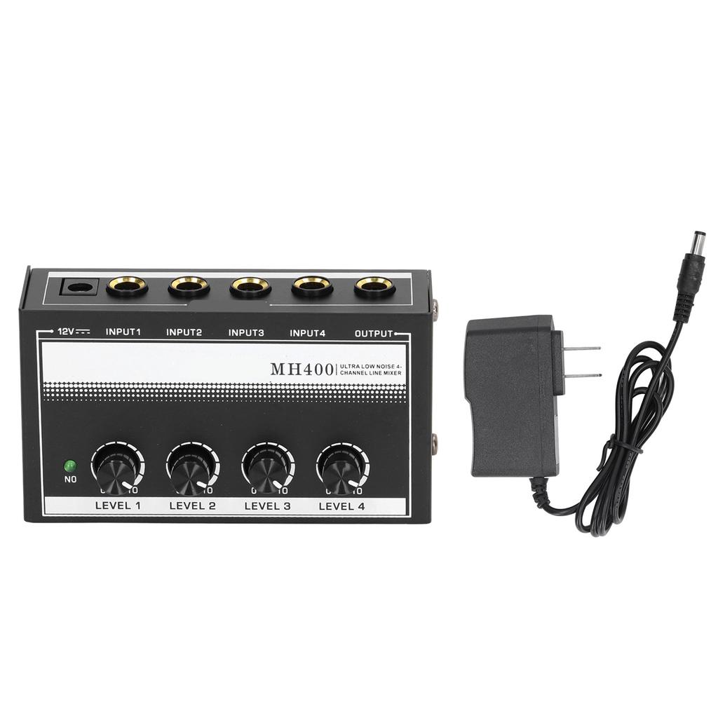 Amplificatore per Cuffie Portatile a 4 Canali in Metallo a Basso Rumore Amplificatore Mono per Auricolari per Studio e Palco Bianco
