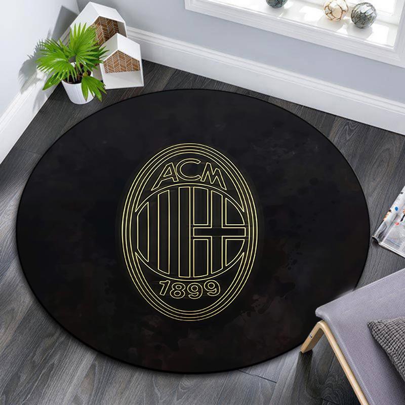 Associazione Calcio Milan Round Area Rug,Carpet Rug for Living Room Bedroom Sofa Playroom Decor,Non-slip Floor Mat