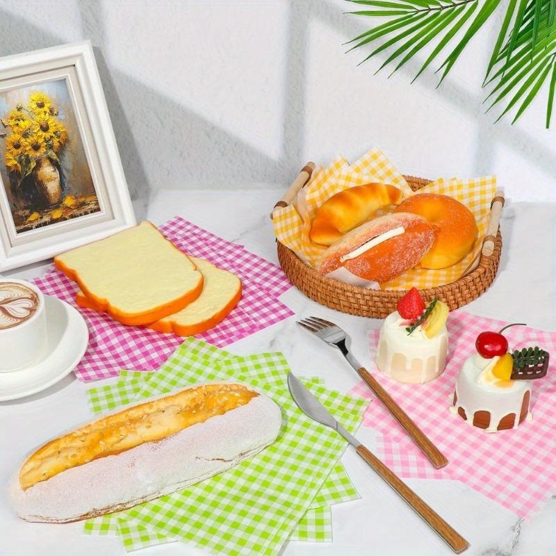 50PCS Checkered Wax Paper Greaseproof Sheets Non-Stick Food Wraps for Sandwiches Burgers Deli Party Fast Food Cheese Baskets