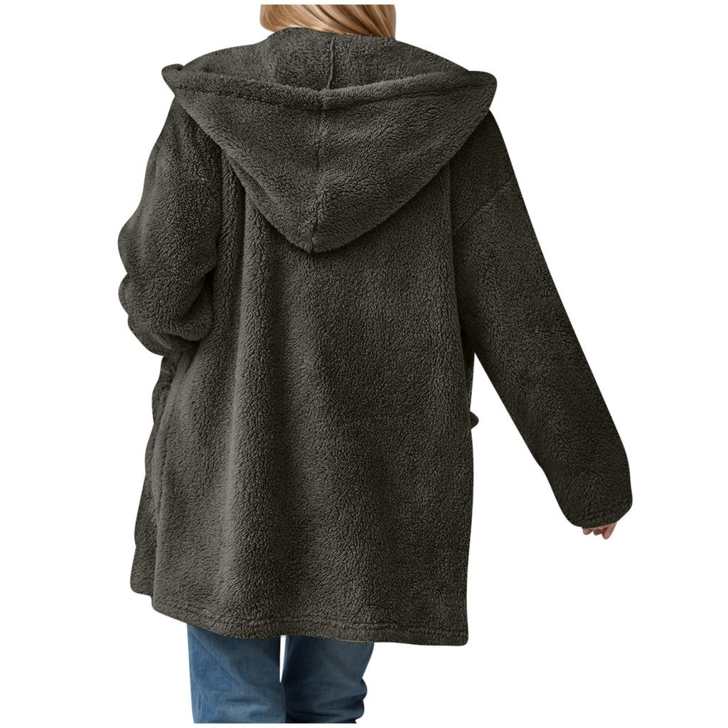Damski pluszowy wygodny casualowy ciepły płaszcz
