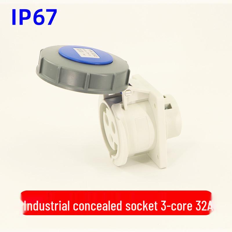 Waterproof 3-core 4-pin 5-hole Male-Female Aviation Plug Socket, Three-Phase Electrical Connector, 16A/32A, IP67.