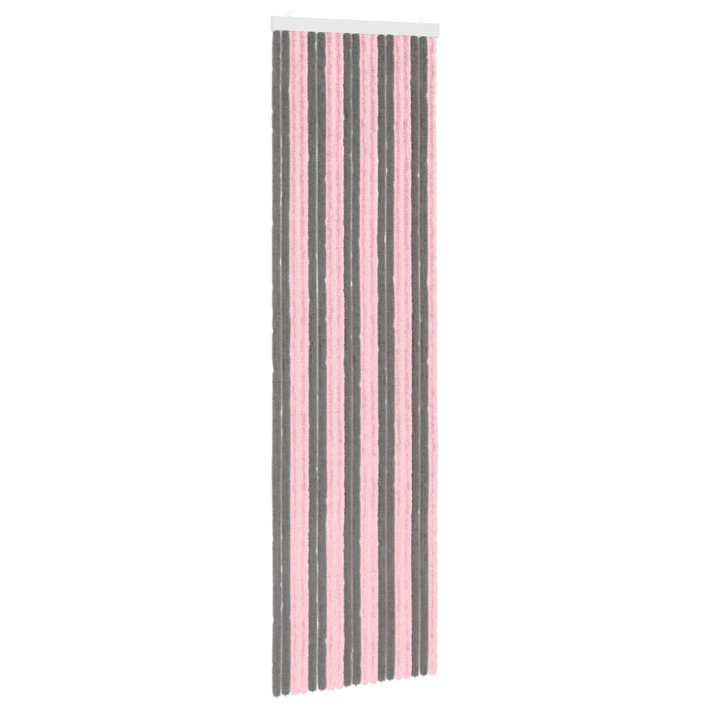 Insect Protection Curtain Chenille Silver Grey and Pink 56 x 200 cm
