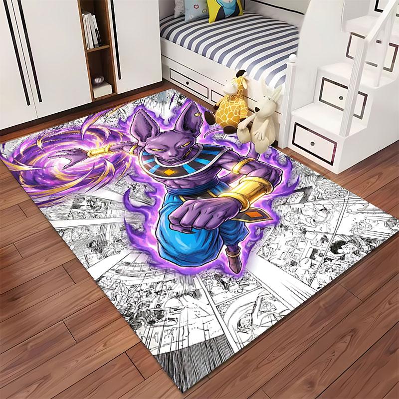 Purple Cat Warrior Design Carpet suitable as a non-slip mat for the living room or bedroom sofa