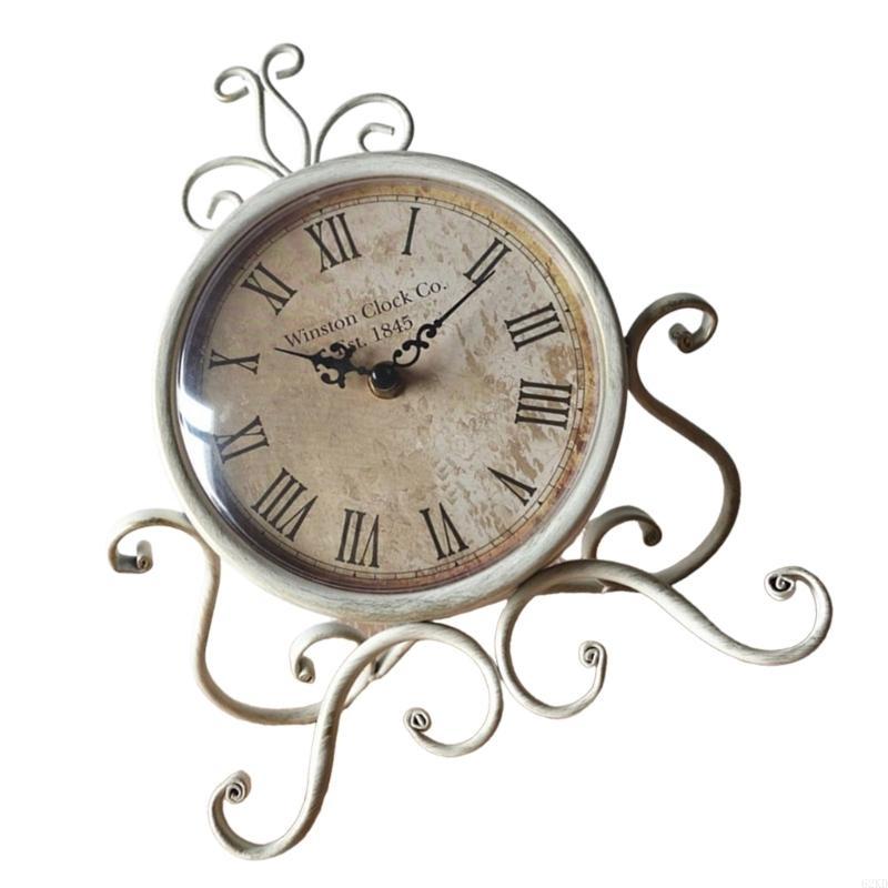62KD Metal Desk Clock Classical Table Clocks Perfect for Bookshelves Desk Decoration