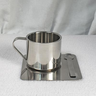 Tasse à café, tasse à eau en acier inoxydable, set de tasses à café, tasse à eau italienne créative, tasse à thé au lait simple avec soucoupe