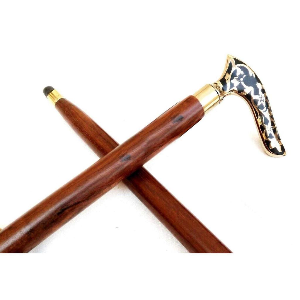 Antiques Era Designer Derby Brass Handle Wooden Walking Stick Cane 2 Fold Walking Stick Cane for Men and Women Gift