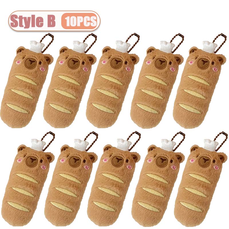 1-10PCS Creative Cartoon Food Plush Keychain Cute Plushie Doll Versatile Keyring Backpack Charm Pendant Decoration for Student