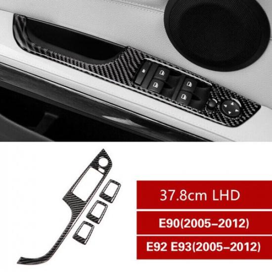 Carbon Fiber Window Lift Switch Button Panel Cover Trim Fit for BMW M3 E92 E90