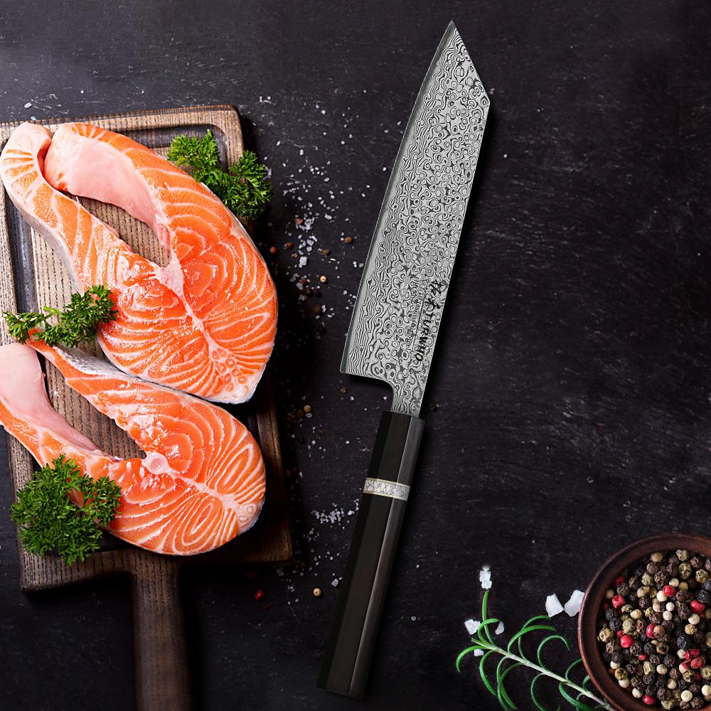 TURWHO 7" Japanese Kiritsuke Knife Hand Forged Chef Knife 73 Layer Damascus Steel VG10 Core Kitchen Knives Real Damascus Knife