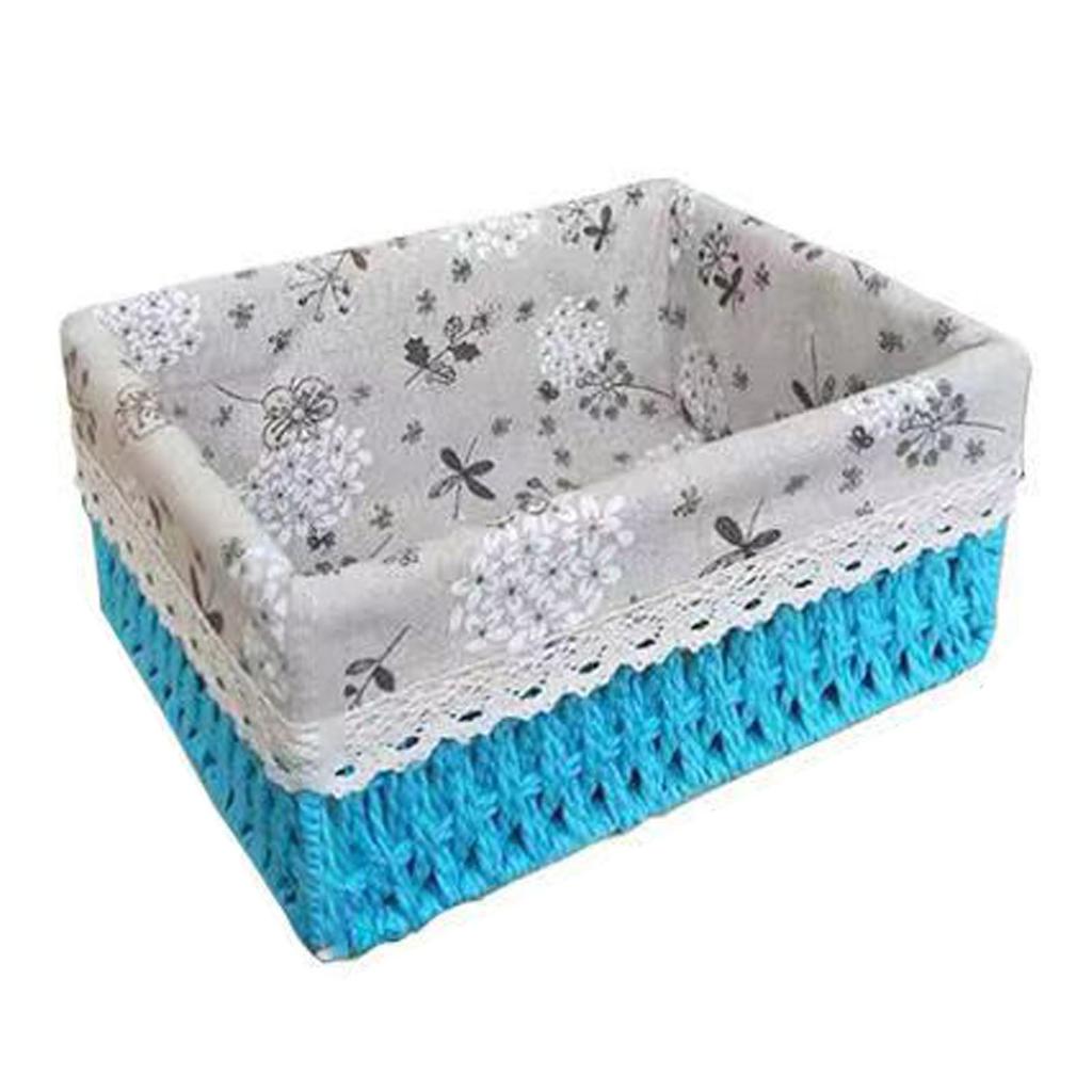 Woven Storage Basket Rural Fabric Wving   Desktop Storage Basket for Organizing Shelves Bedroom Bathroom Medium Size 22x16x10cm