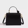 JIAERDI Retro Black Lock Handbag Women Leather Square Small Capacity Shoulder Bag Ladies Fashion Minimalist Design Crossbody Bag