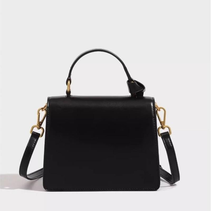 JIAERDI Retro Black Lock Handbag Women Leather Square Small Capacity Shoulder Bag Ladies Fashion Minimalist Design Crossbody Bag