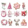 Christmas Tree Baubles 12/24/36Pcs Pink Wooden Ornaments Set, Snowman Santa Hanging Aesthetic Decors, Xtmas Hanigings with Ropes for Home Decor