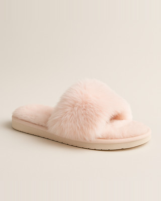 Dámské plyšové zimní pantofle, jednobarevné ploché boty s otevřenou špičkou, pohodlné teplé domácí pantofle