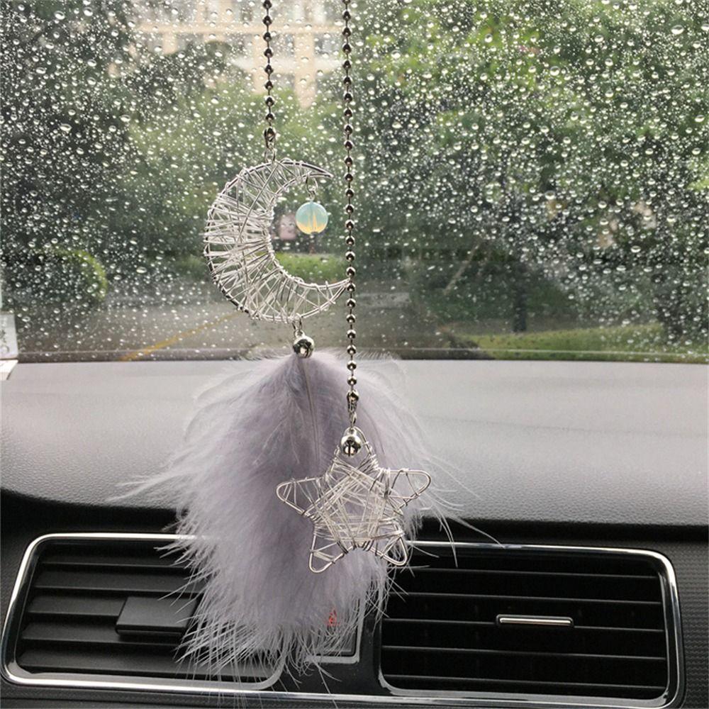 Fashion Stars And Moon Car Hang Ornaments Feather Car Accessories Wind Chimes Auto Interior Accessories
