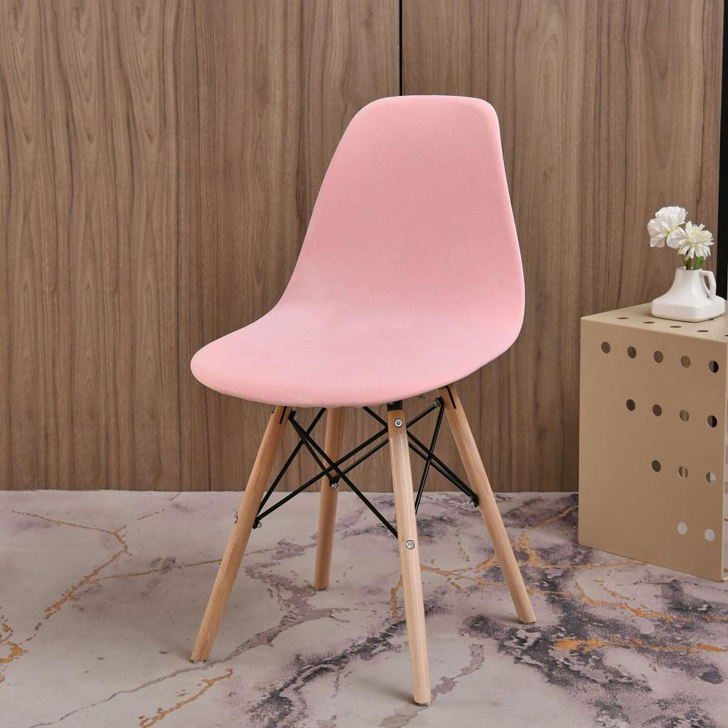 Velvet Shell Chair Cover Solid Color Stretch Nordic Round Chair Covers Elastic Dining Seat Cover Home Hotel Party Banquet 2025