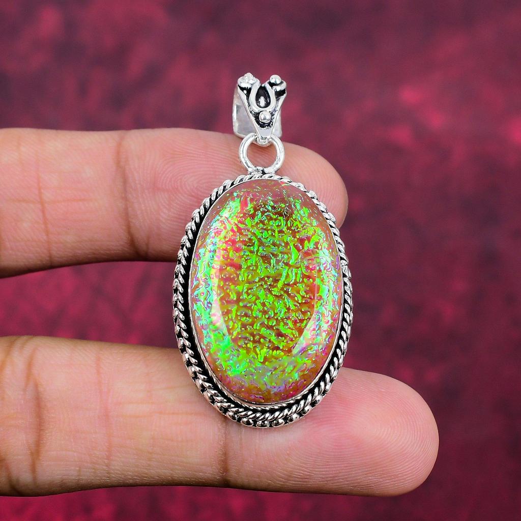 Colgante de ópalo triplete rosa, joya de piedra preciosa de plata de ley maciza 925, colgante hecho a mano, para Acción de Gracias