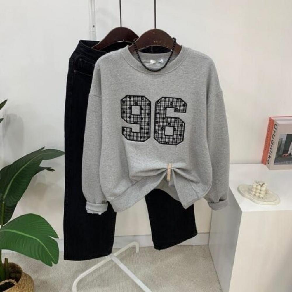 C S In The Room Long Sleeve SweatShirt 96 CheCk Pattern patCh letterIng 2Color