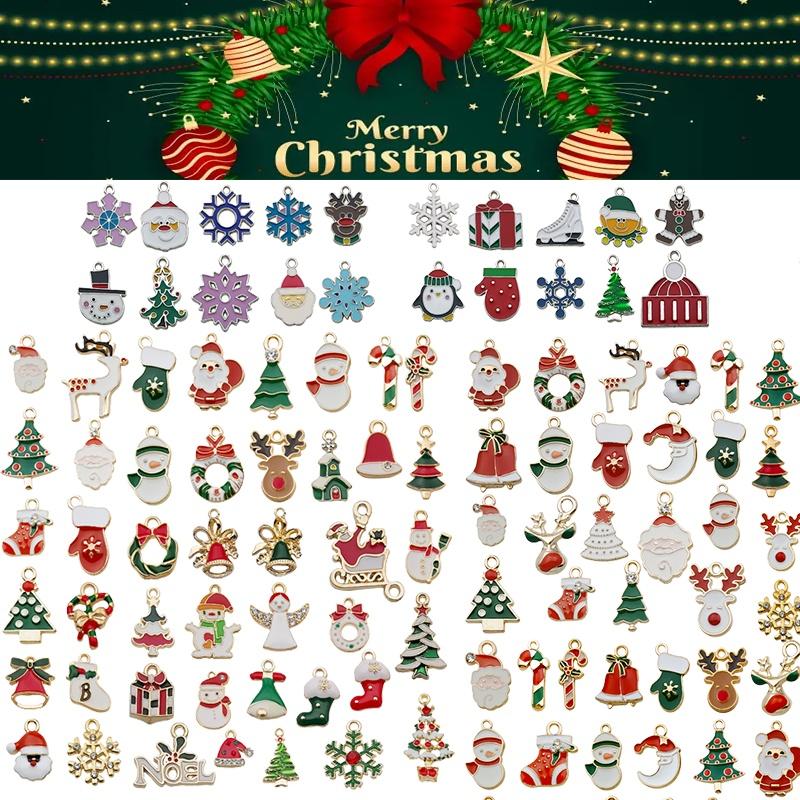 Merry Christmas 2096pc Alloy Diy Ornament Santa Snowman Elk Bell Decor Pendant